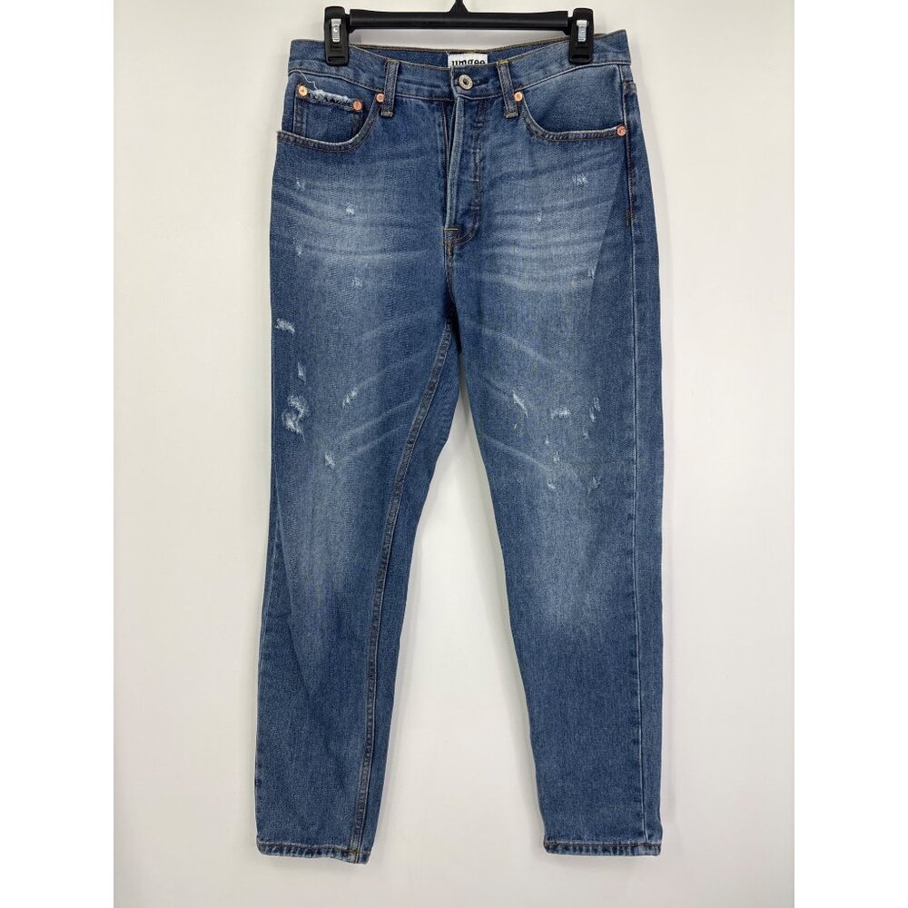 Umgee Distressed High Waist Button Fly Mom Jean Size 27